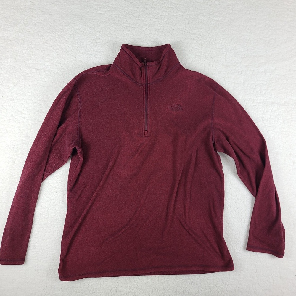 The North Face Sweater Mens‎ Large Dark Red Fleece Quarter Zip Sweatshirt
